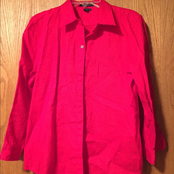 Red Button Up Blouse