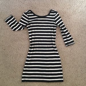 Express Black and White Striped Dress