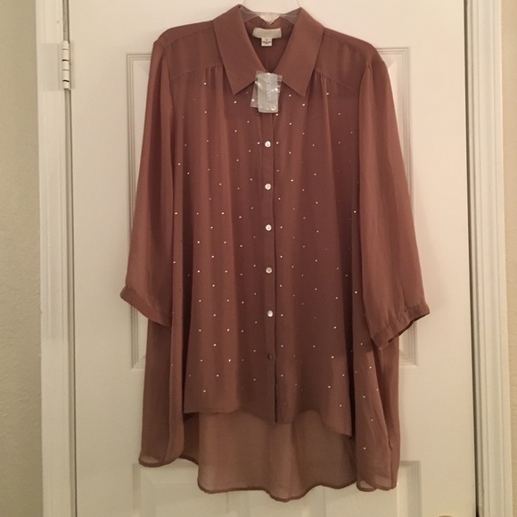 Forever 21 chiffon blouse with rhinestones