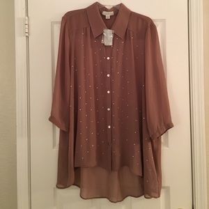 Forever 21 chiffon blouse with rhinestones