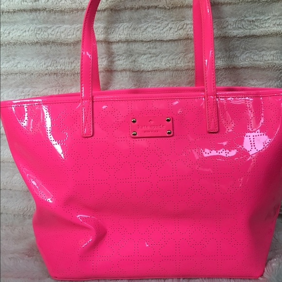 Bright Pink Kate Spade tote in patent leather