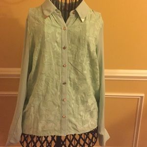 Satin Long Sleeve Shirt - Size S