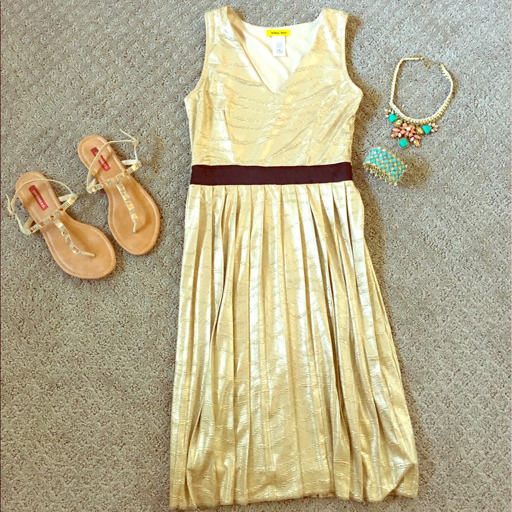 Gold pleated party dress