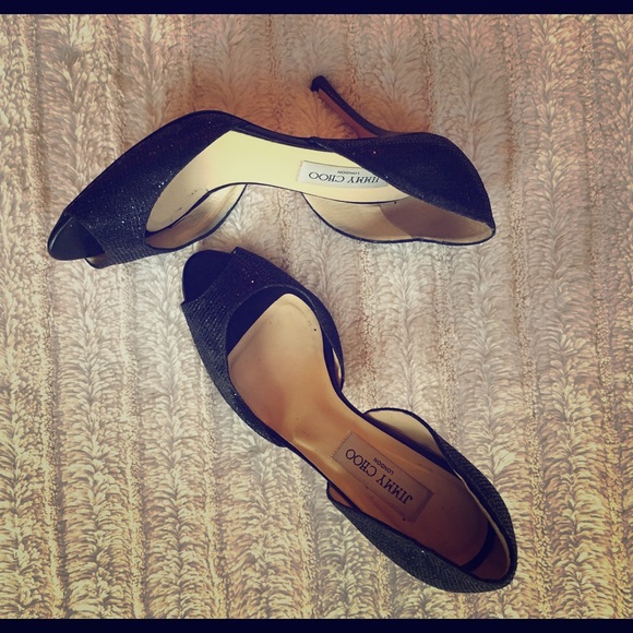 Jimmy Choo Logan d'orsay black glitter pumps