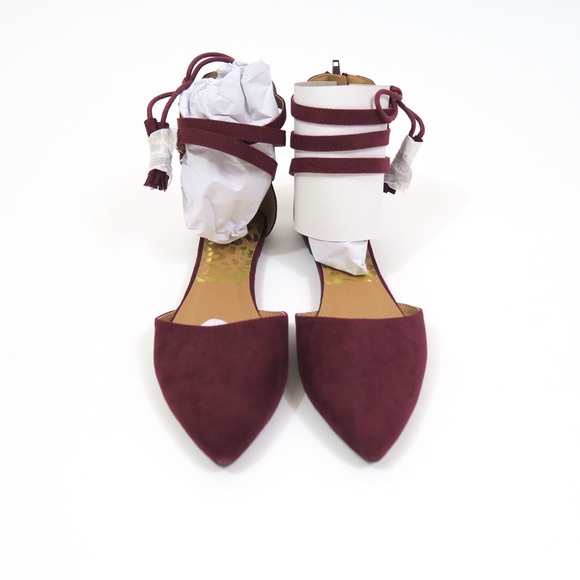 🔴SOLD🔴Burgundy ankle strap pointy toe flats - Picture 2 of 5