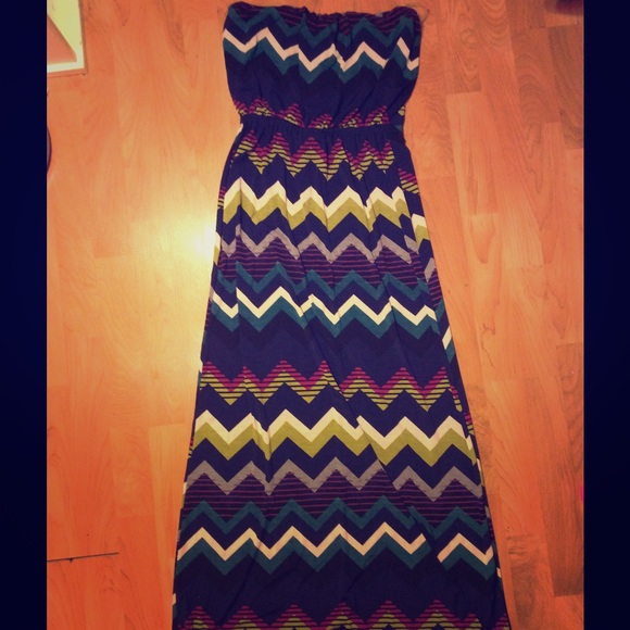 Three Pink Hearts Strapless Maxi Dress