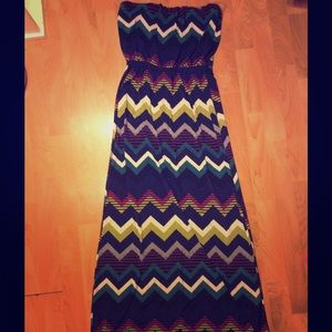 Three Pink Hearts Strapless Maxi Dress