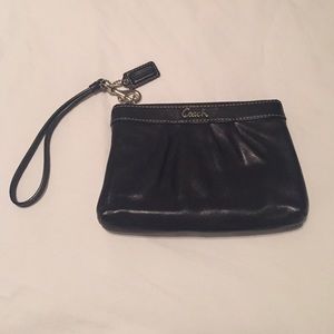 Black leather Coach wristlet