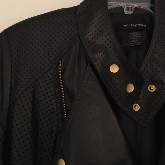 Ashley Stewart faux leather biker jacket - Picture 3 of 4