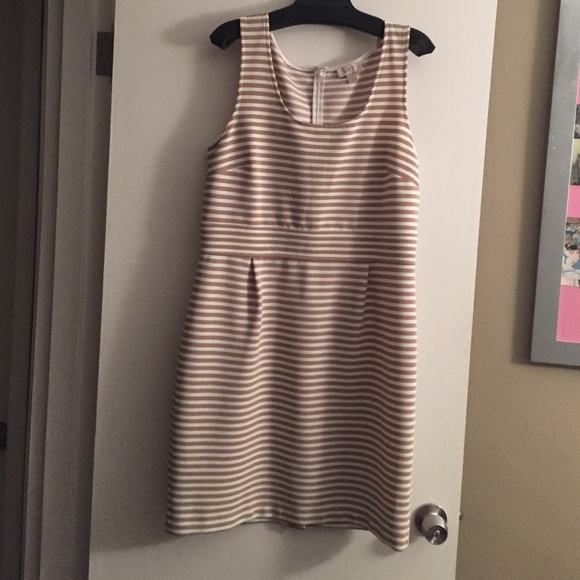 Tan and white dress from the Loft.