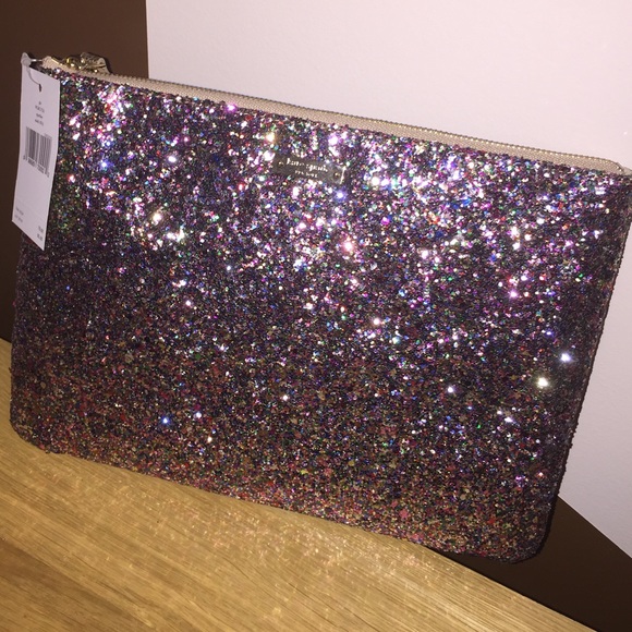 Kate Spade Multi color glitter pouch NWT
