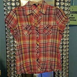 Cute Pink, purple. yellow amd white checkered shir