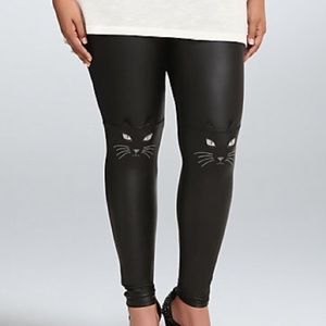 Torrid Faux Leather Cat Knee Leggings