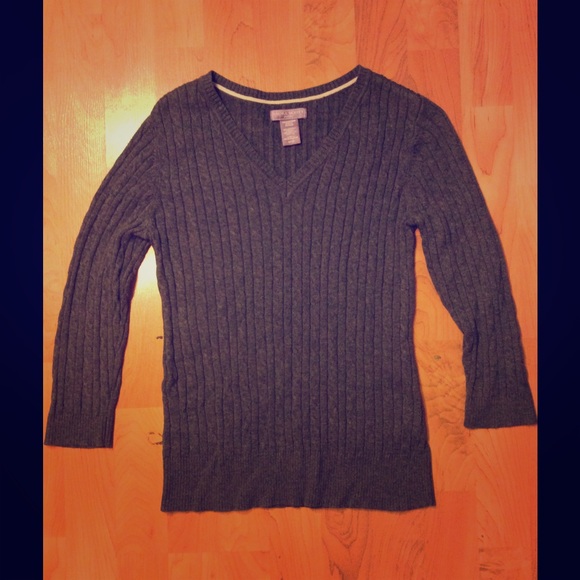 Laura Scott Grey M Sleeve Sweater