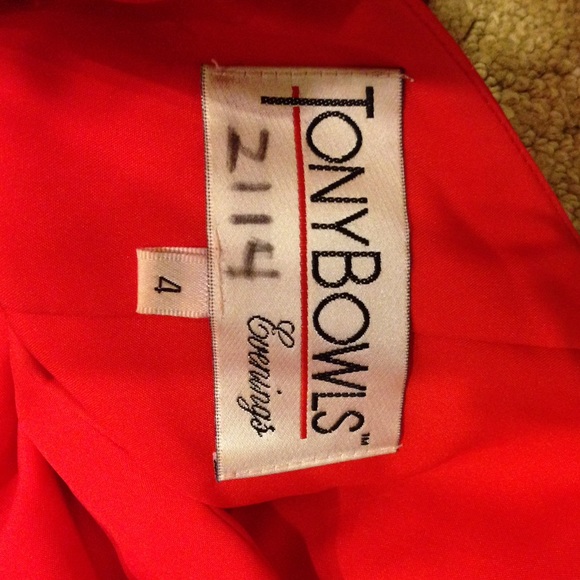 Long Red Tony Bowls Pageant Dress - Picture 3 of 4