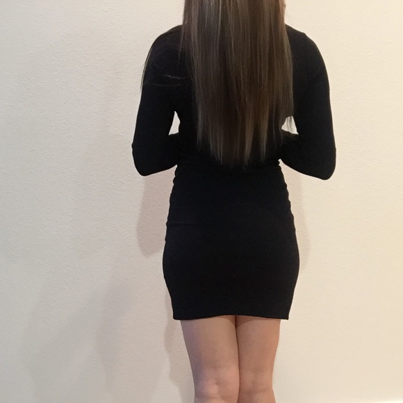 Black Ribbed Turtleneck Dress - Picture 4 of 4