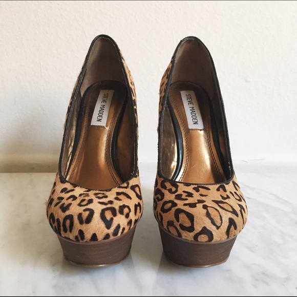 Leopard pony hair wedge platform shoes - Picture 2 of 4