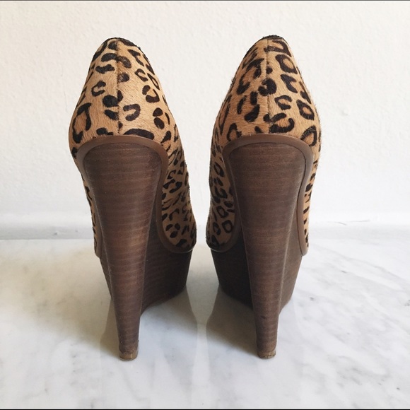 Leopard pony hair wedge platform shoes - Picture 3 of 4