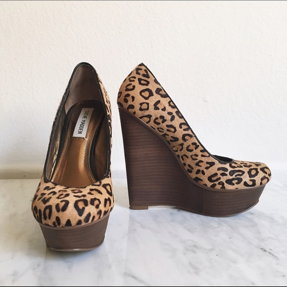 Leopard pony hair wedge platform shoes - Picture 4 of 4