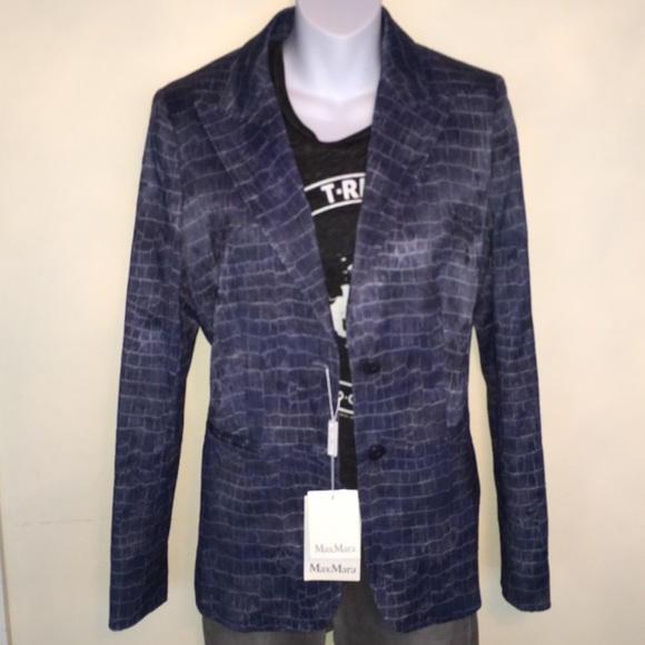 Max Mara Blue Reptile Jacket - Picture 2 of 4