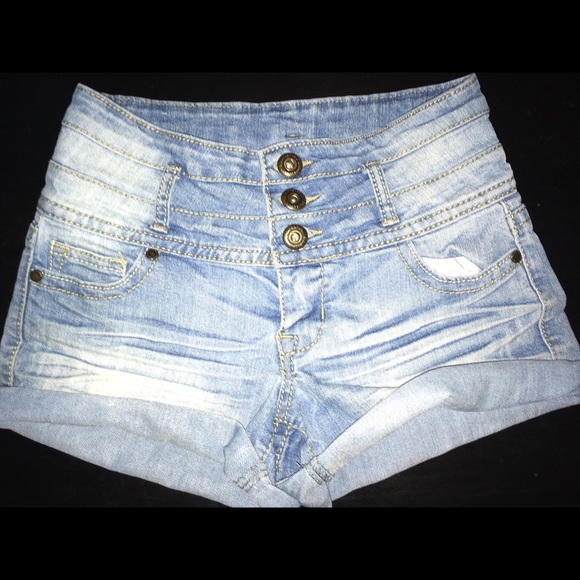 SOLD! Blue Asphalt High Waisted Shorts