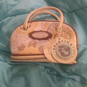 Yellow, floral Spartina cosmetic bag