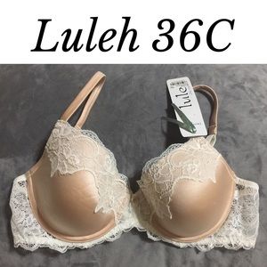 Luleh Champagne Lace Overlay Demi Bra 36C #33839