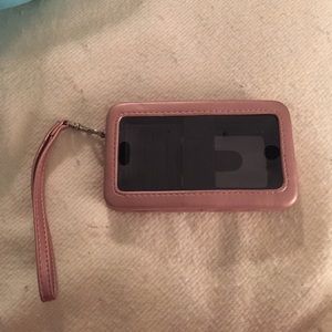 Pink leather wristlets with phone easy access