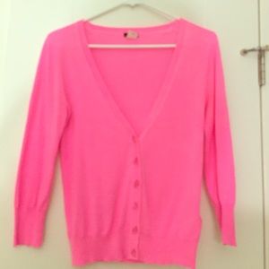 J.Crew hot pink v-neck cardigan