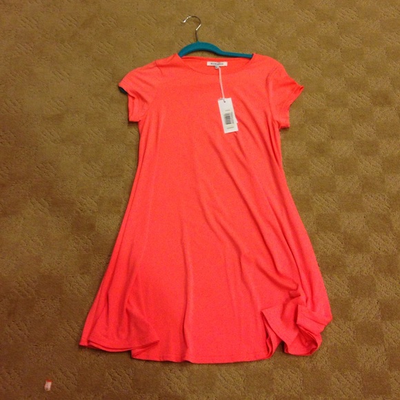 Neon Coral T-Shirt Dress