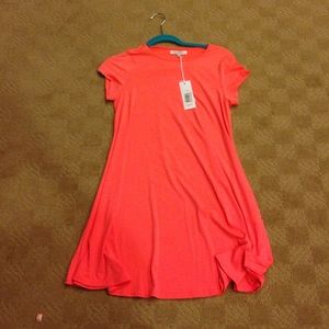 Neon Coral T-Shirt Dress