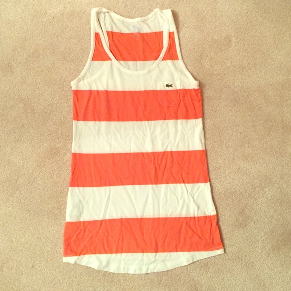 Organe and white striped tank top by Lacoste