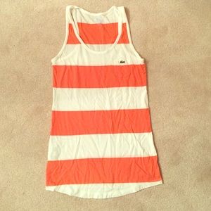 Organe and white striped tank top by Lacoste