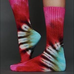 Free People FP Socks Sock Tie Dye Red Blue OS