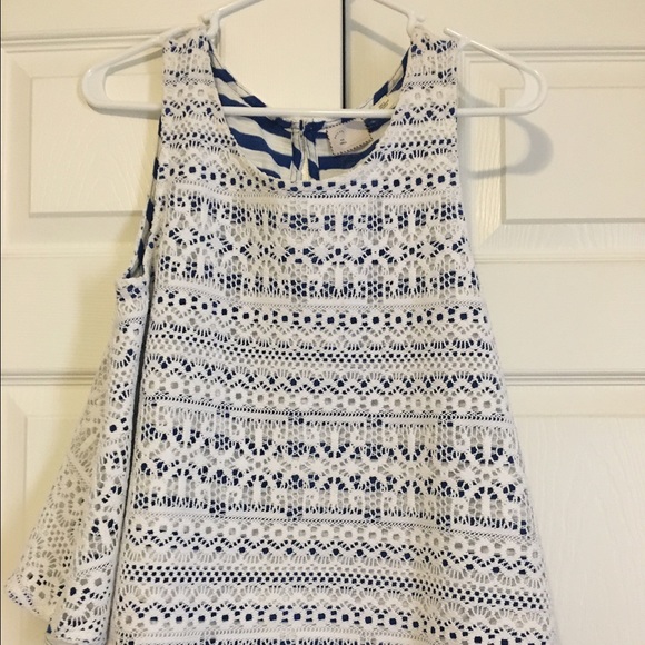 ANTHROPOLOGIE blue and white striped tank
