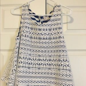 ANTHROPOLOGIE blue and white striped tank