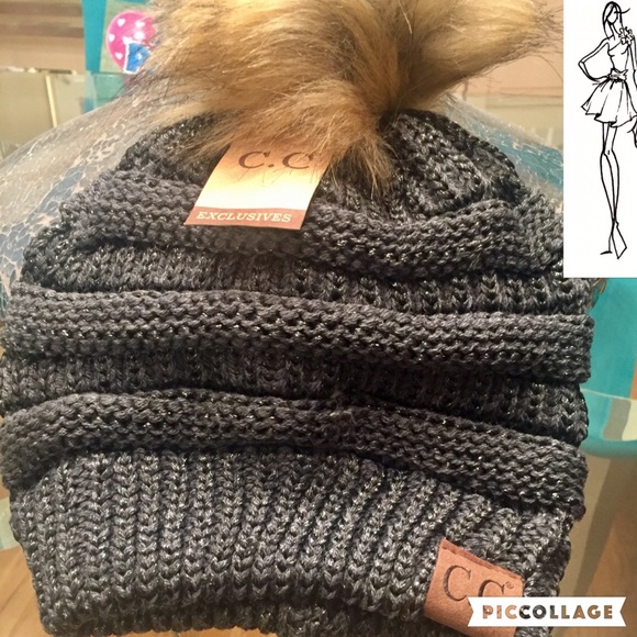 Bling Beanies w/Fur Ball - Picture 3 of 3