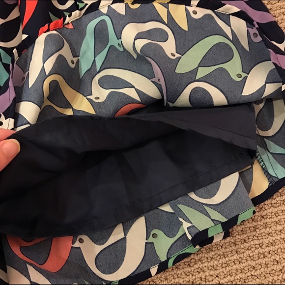 Navy Blue Fully Lined Skirt with Birds - Picture 2 of 3