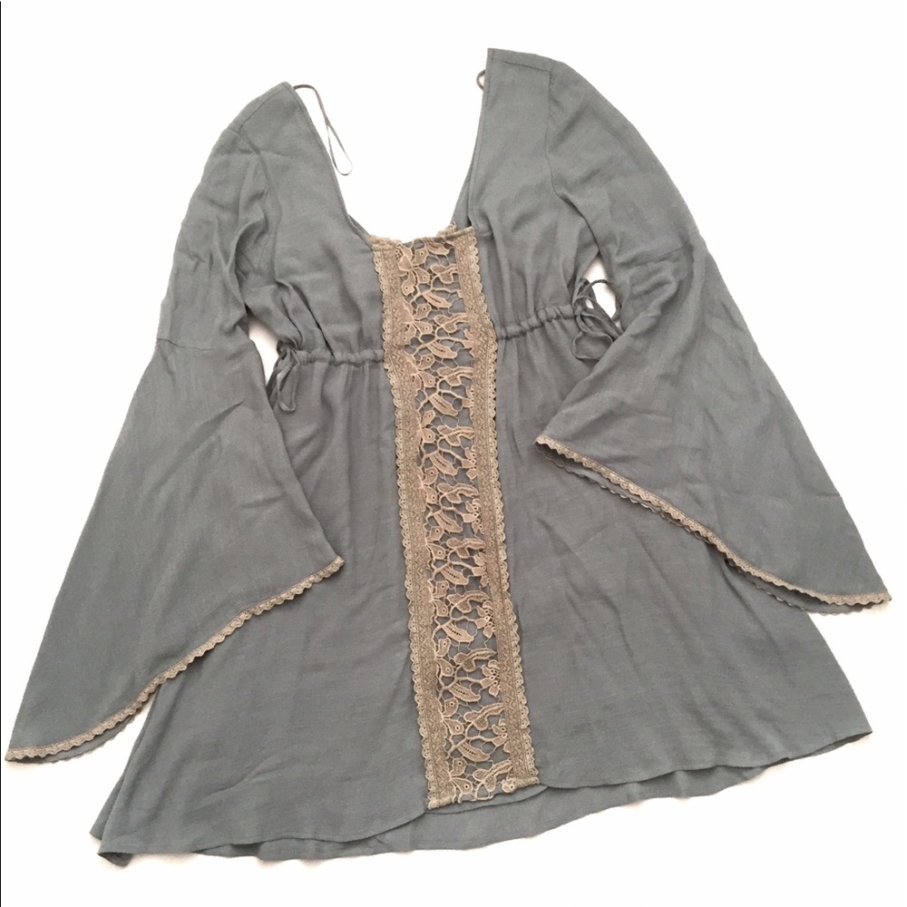 NWT FREE PEOPLE JOLENE DRESS IN MISTY TEAL COMBO - Picture 4 of 8