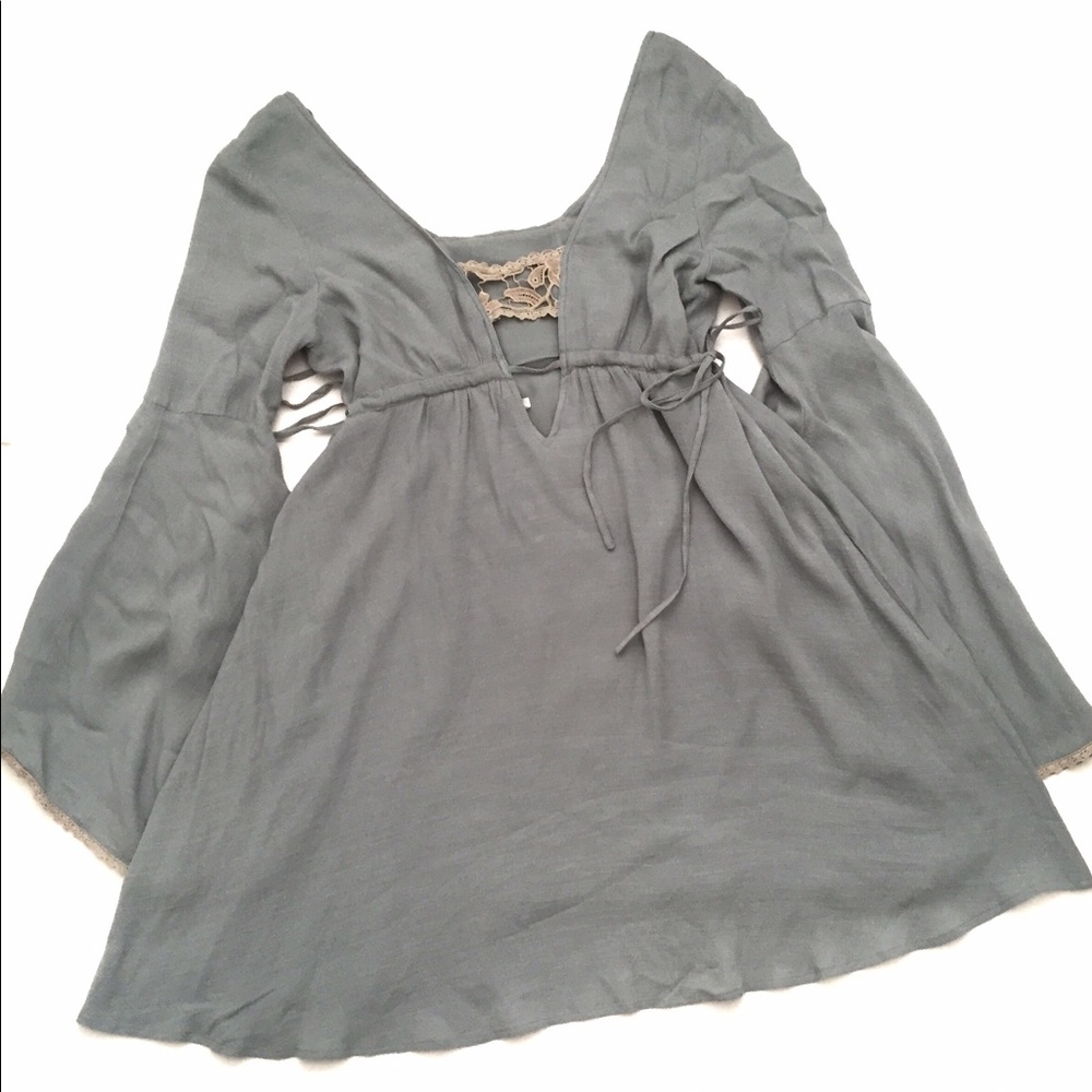 NWT FREE PEOPLE JOLENE DRESS IN MISTY TEAL COMBO - Picture 5 of 8