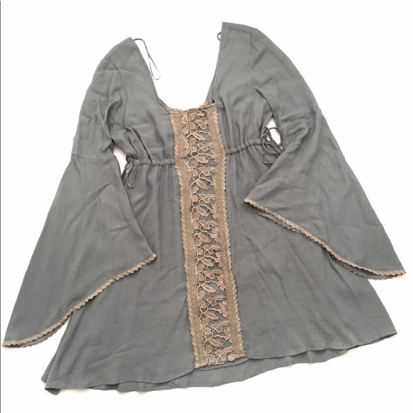 NWT FREE PEOPLE JOLENE DRESS IN MISTY TEAL COMBO - Picture 4 of 8