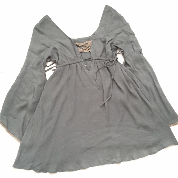 NWT FREE PEOPLE JOLENE DRESS IN MISTY TEAL COMBO - Picture 5 of 8