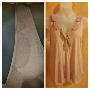 Rayon Tank with raw silk embellished neckline