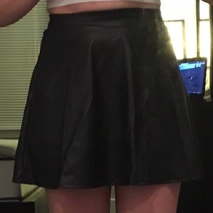 Black vegan leather circle skirt
