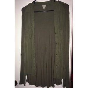 Green collared cardigan
