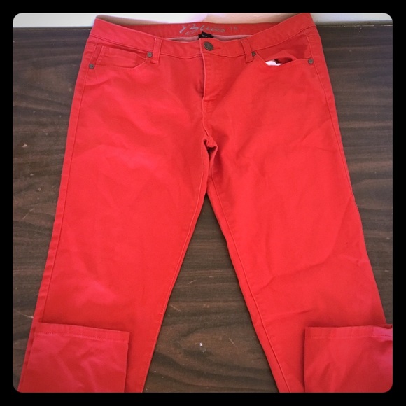 Orange straight relaxed jeans