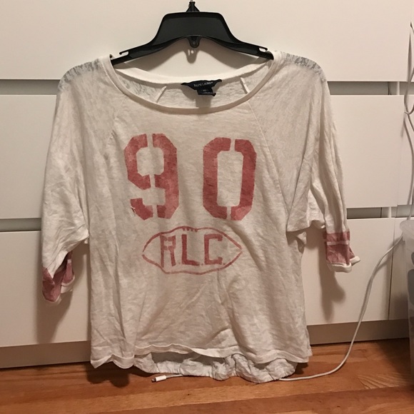 RALPH LAUREN football white heathered shirt