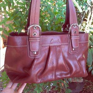 Brown leather coach purse handbag