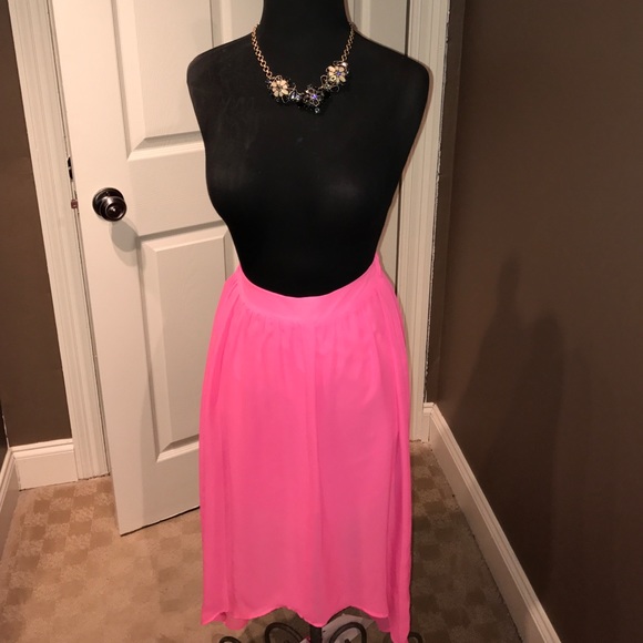 Neon Pink High-Low Skirt - Picture 2 of 4