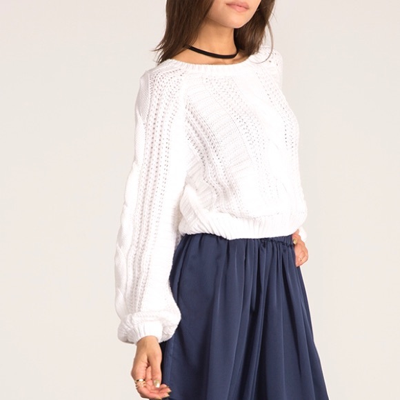 NBF ❤️ White Balloon Sleeve Sweater Top - Picture 2 of 4